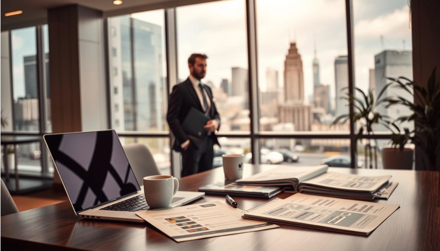 a group of people sitting at a table with a laptop
