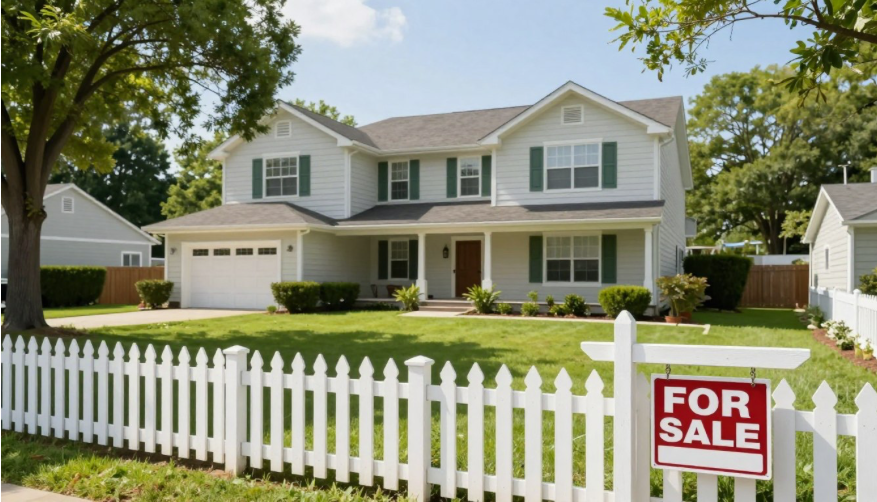 a sign in front of a house